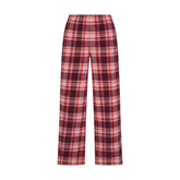 FLANNEL SLEEP OVERSIZED PANT | ULTRA PINK SANGRIA PLAID & LAYS FLAT ON A WHITE BACKGROUND | FLT