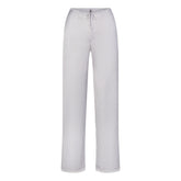 WOVEN SHINE LACE PANT | SILVER TRIPLE PINSTRIPE FLAT ON A WHITE BACKGROUND | FLT