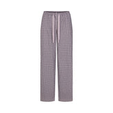 COTTON POPLIN SLEEP OVERSIZED PANT | IRIS MICA NAVY CHECK & LAYS FLAT ON A WHITE BACKGROUND | FLT