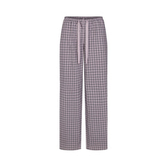 COTTON POPLIN SLEEP OVERSIZED PANT | IRIS MICA NAVY CHECK & LAYS FLAT ON A WHITE BACKGROUND | FLT