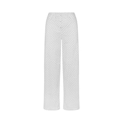 COTTON POPLIN SLEEP STRAIGHT LEG PANT | ONYX DOT PRINT FLAT ON A WHITE BACKGROUND | FLT