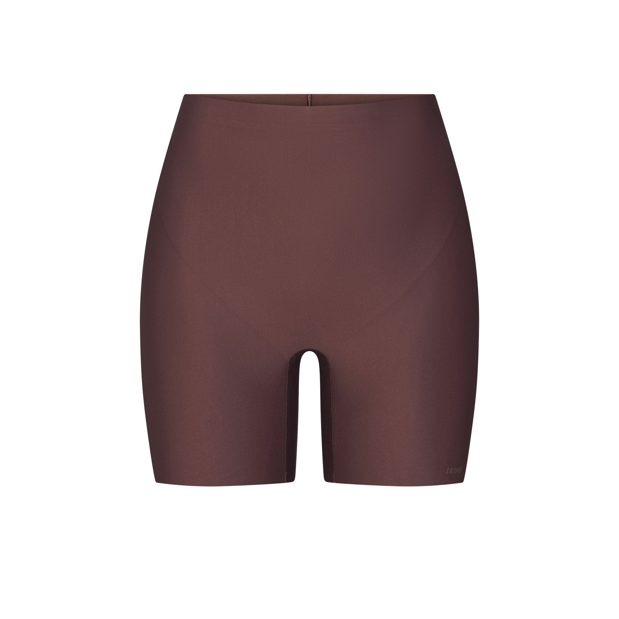 SKIMS BODY CORE SCULPT SHORTIE | COCOA FLAT ON A WHITE BACKGROUND | FLT