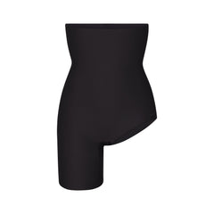 SKIMS BODY LEFT LEG SOLUTION SHORT | ONYX FLAT ON A WHITE BACKGROUND | FLT