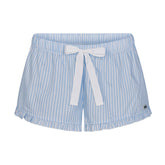 COTTON POPLIN SLEEP RUFFLE SHORT | MARINA MESH STRIPE & LAYS FLAT ON A WHITE BACKGROUND | FLT