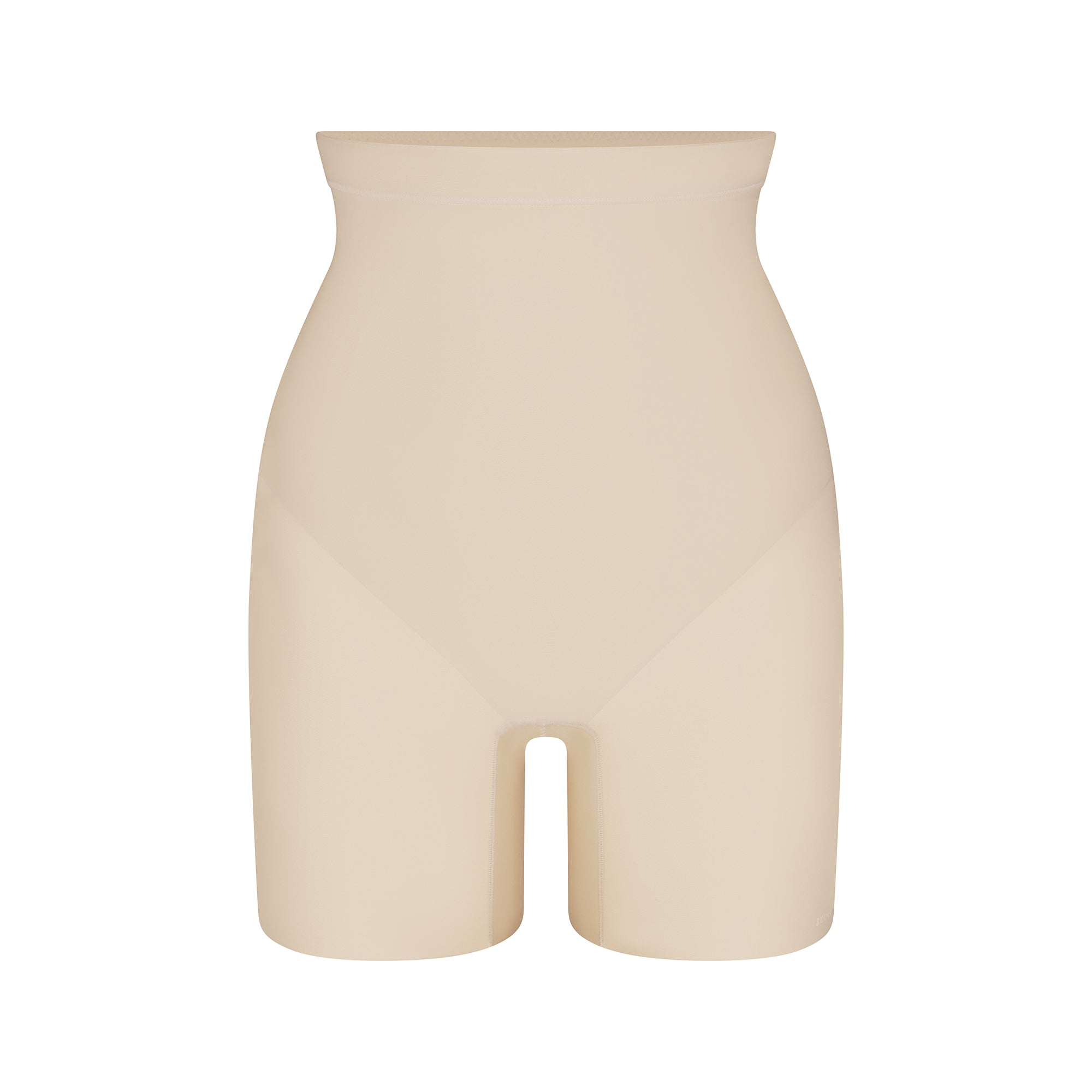 SKIMS BODY CORE SCULPT MID RISE SHORT | SAND FLAT ON A WHITE BACKGROUND | FLT | FLT