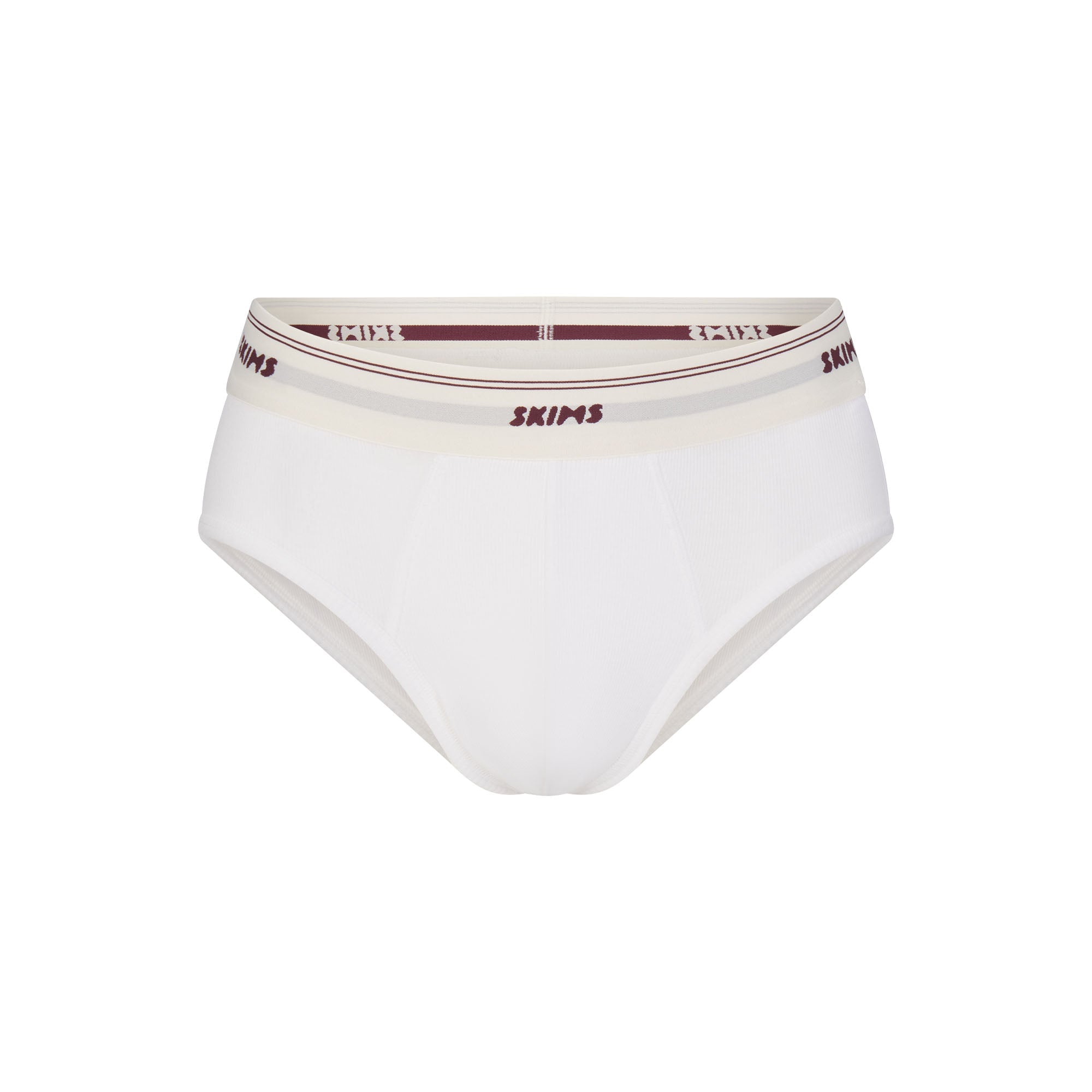 SKIMS COTTON MENS RIB BRIEF | CHALK FLAT ON A WHITE BACKGROUND | FLT