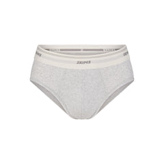 SKIMS COTTON MENS RIB BRIEF | LIGHT HEATHER GREY FLAT ON A WHITE BACKGROUND | FLT