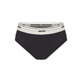 SKIMS COTTON MENS RIB BRIEF | ONYX FLAT ON A WHITE BACKGROUND | FLT