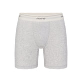 SKIMS COTTON MENS RIB 5 INCH BOXER BRIEF | LIGHT HEATHER GREY FLAT ON A WHITE BACKGROUND | FLT
