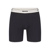 SKIMS COTTON MENS RIB 5 INCH BOXER BRIEF | ONYX FLAT ON A WHITE BACKGROUND | FLT