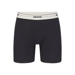SKIMS COTTON MENS RIB 5 INCH BOXER BRIEF | ONYX FLAT ON A WHITE BACKGROUND | FLT