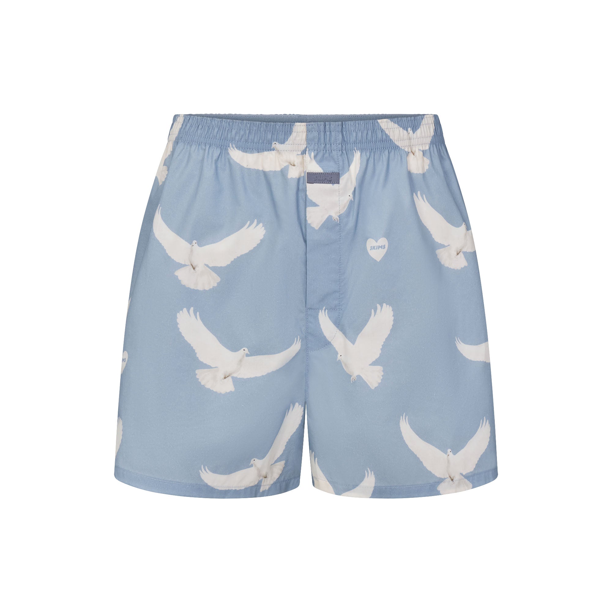 COTTON POPLIN MENS BOXER | AERO TEXTURED DOVE PRINT FLAT ON A WHITE BACKGROUND | FLT