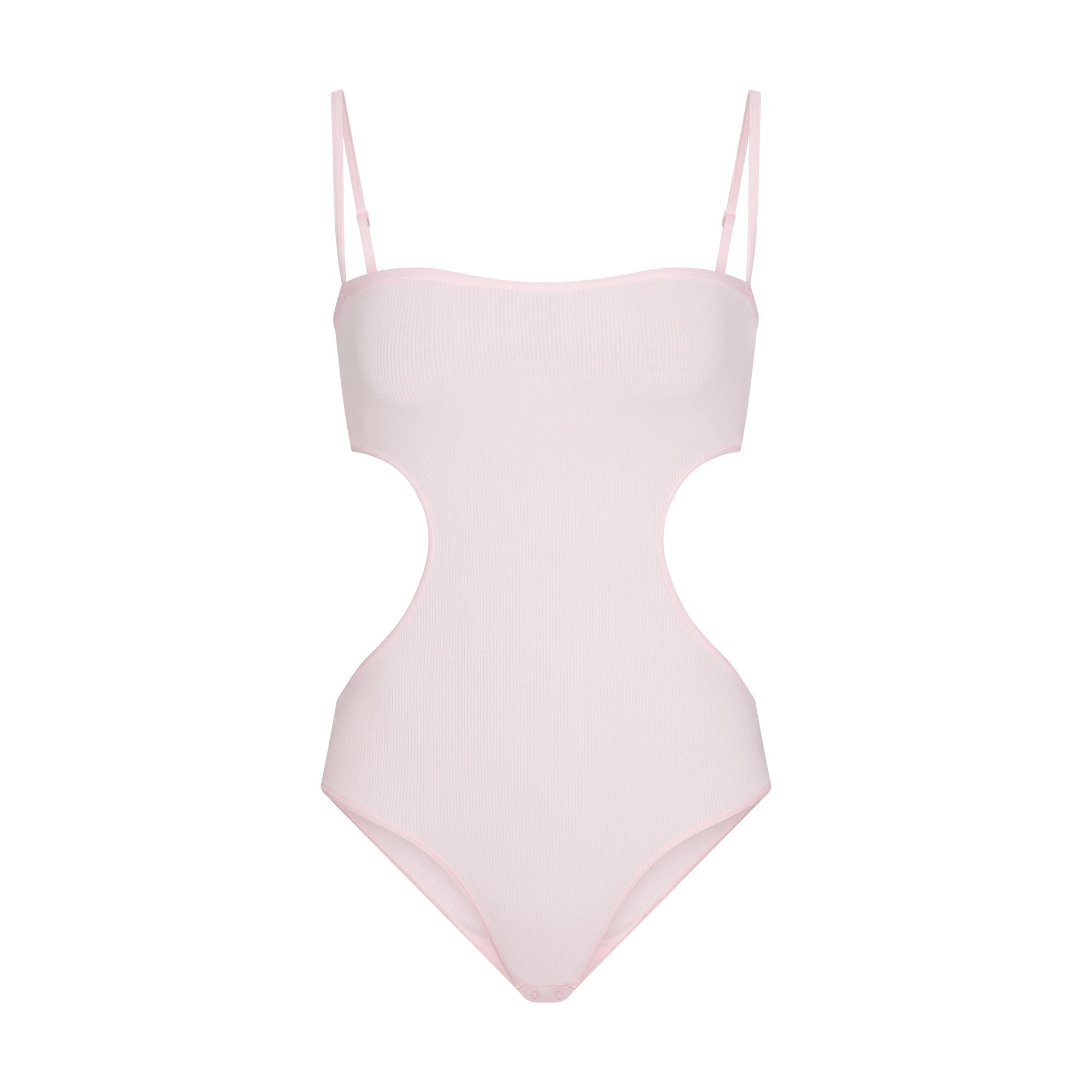 COTTON RIB CUT OUT BODYSUIT | CHERRY BLOSSOM LAYS FLAT ON A WHITE BACKGROUND | FLT