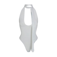 CUPRO JERSEY HALTER BODYSUIT | PEARL FLAT ON A WHITE BACKGROUND | FLT