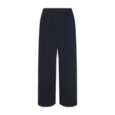 COTTON FLEECE OVERSIZED STRAIGHT LEG PANT | NAVY & LAYS FLAT ON A WHITE BACKGROUND | FLT