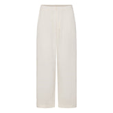 WOVEN COTTON OVERSIZED STRAIGHT LEG PANT | EGRET FLAT ON A WHITE BACKGROUND | FLT