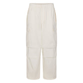 WOVEN COTTON OVERSIZED LOW RISE CARGO PANT | EGRET FLAT ON A WHITE BACKGROUND | FLT