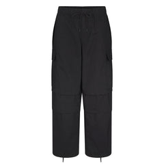WOVEN COTTON OVERSIZED LOW RISE CARGO PANT | ONYX FLAT ON A WHITE BACKGROUND | FLT
