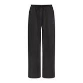 LIGHTWEIGHT SATIN STRAIGHT LEG PANT | OBSIDIAN FLAT ON A WHITE BACKGROUND | FLT