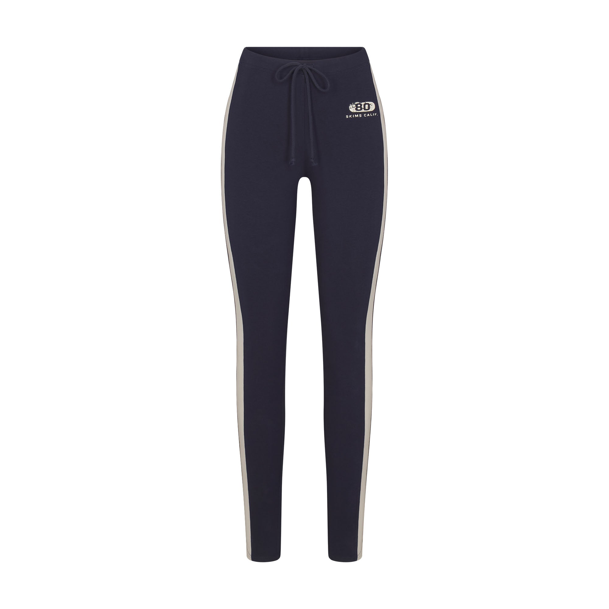 OUTDOOR HIGH-WAISTED LEGGING | NAVY ECRU CONTRAST & LAYS FLAT ON A WHITE BACKGROUND | FLT