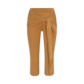CUPRO JERSEY WRAP CAPRI | ALMOND FLAT ON A WHITE BACKGROUND | FLT