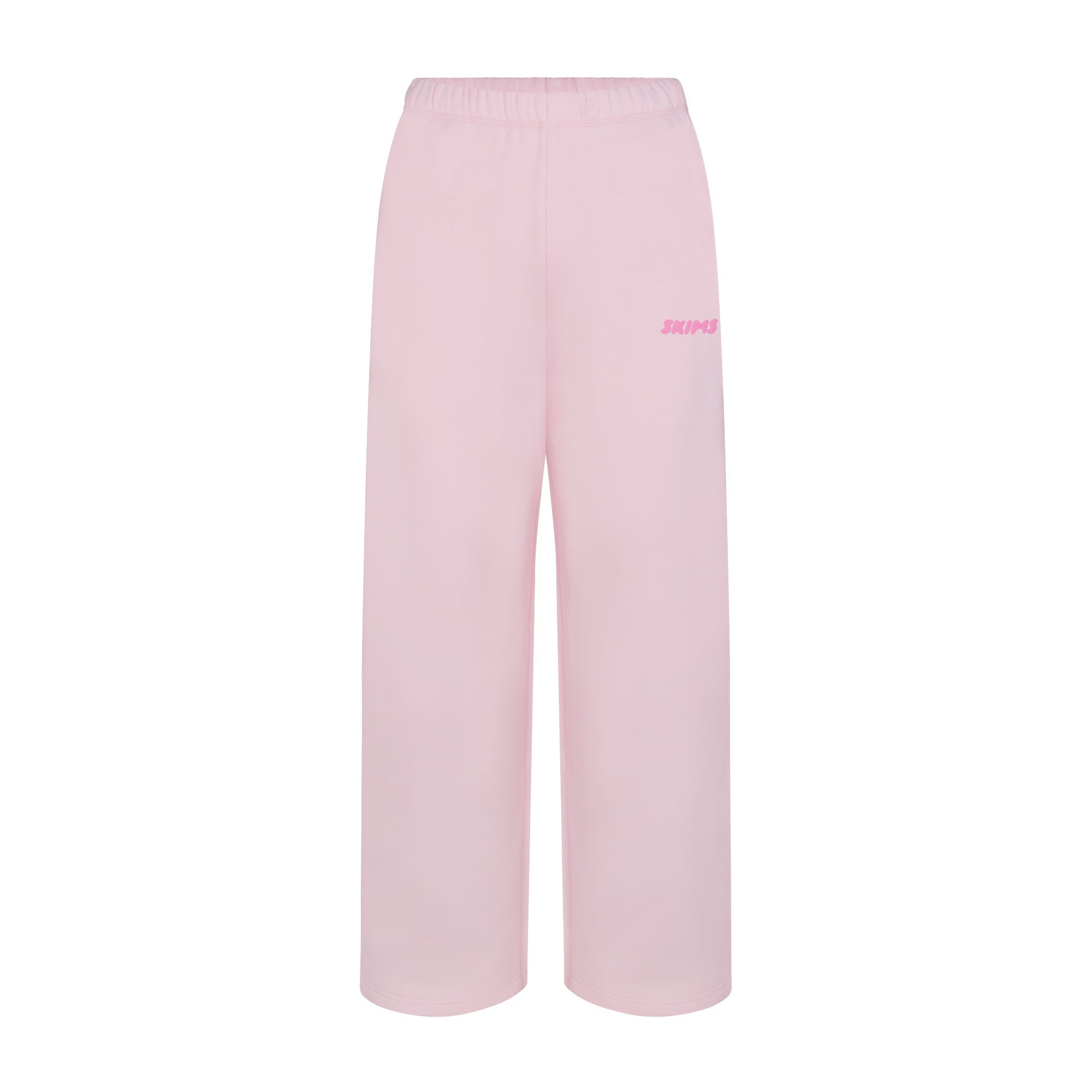 COTTON FLEECE STRAIGHT LEG PANT WITH EMBOSSED LOGO | CHERRY BLOSSOM FLAT ON A WHITE BACKGROUND | FLT