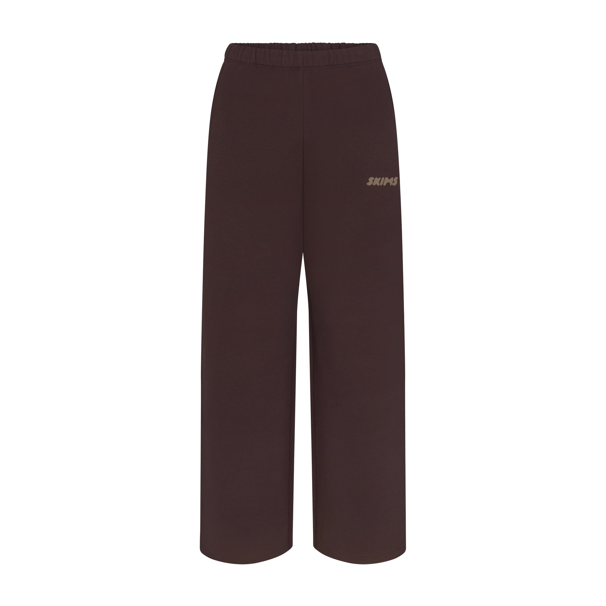 COTTON FLEECE STRAIGHT LEG PANT WITH EMBOSSED LOGO | ESPRESSO FLAT ON A WHITE BACKGROUND | FLT