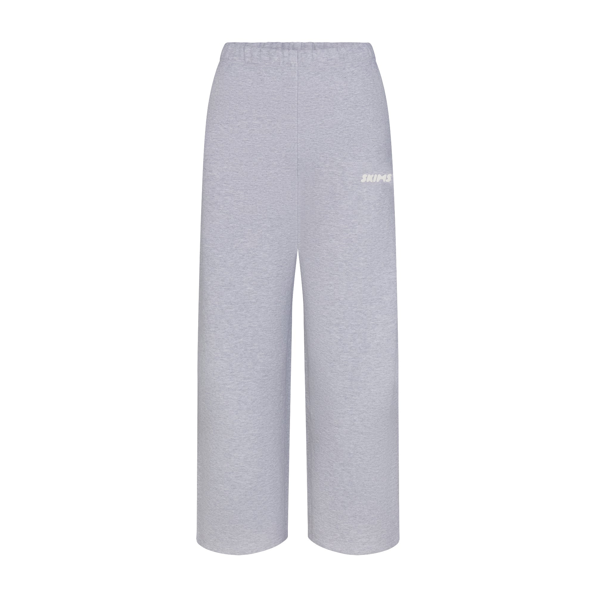 COTTON FLEECE STRAIGHT LEG PANT WITH EMBOSSED LOGO | HEATHER GREY FLAT ON A WHITE BACKGROUND | FLT