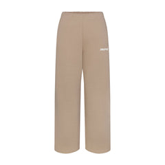 COTTON FLEECE STRAIGHT LEG PANT WITH EMBOSSED LOGO | LATTE FLAT ON A WHITE BACKGROUND | FLT