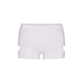 WORN IN JERSEY HEART MICRO SHORT | SNOW FLAT ON A WHITE BACKGROUND | FLT