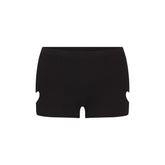 WORN IN JERSEY HEART MICRO SHORT | WASHED ONYX FLAT ON A WHITE BACKGROUND | FLT
