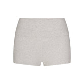 COTTON JERSEY FOLDOVER SHORT | LIGHT HEATHER GREY FLAT ON A WHITE BACKGROUND | FLT