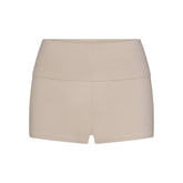 COTTON JERSEY FOLDOVER SHORT | STONE FLAT ON A WHITE BACKGROUND | FLT