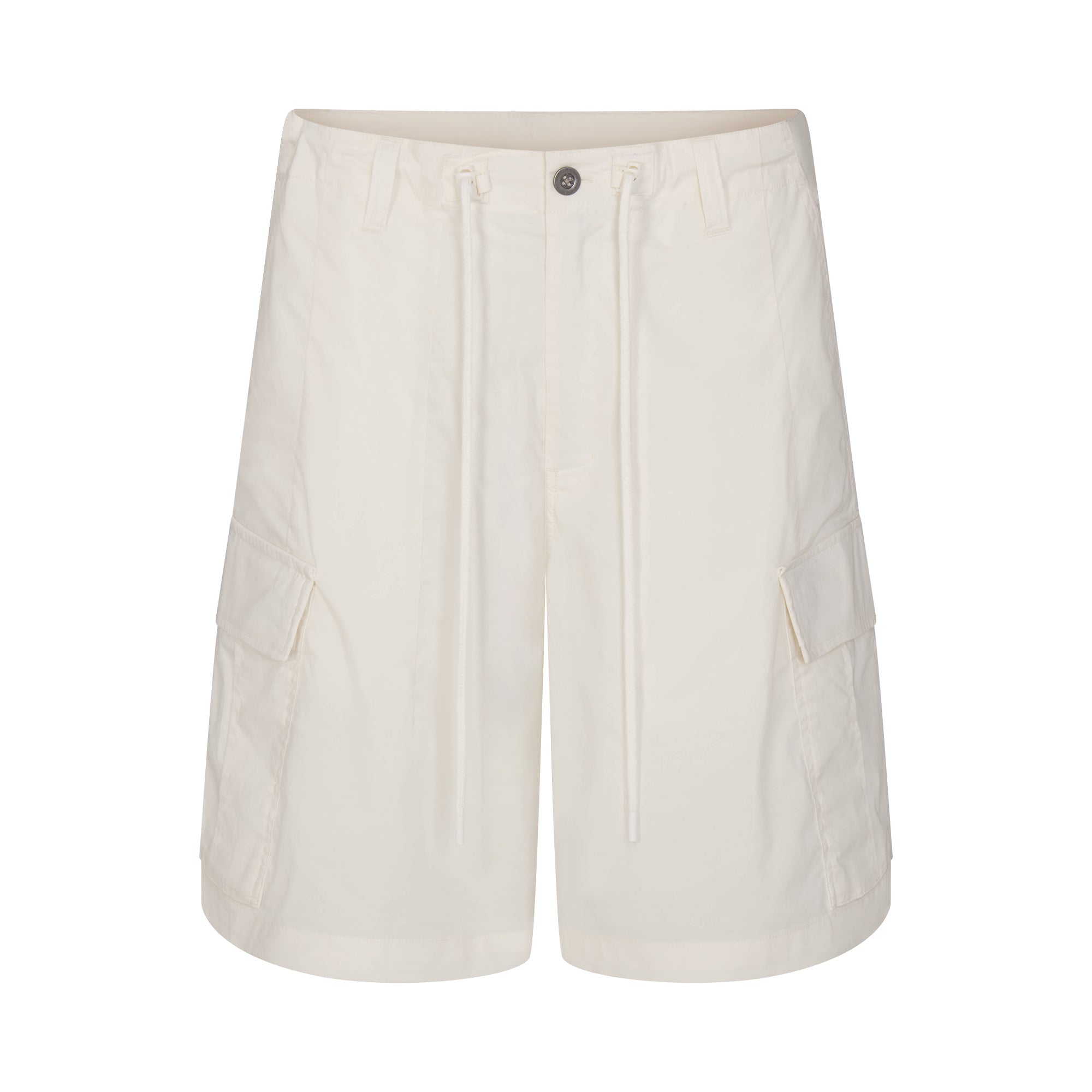 WOVEN COTTON OVERSIZED CARGO SHORT | EGRET FLAT ON A WHITE BACKGROUND | FLT