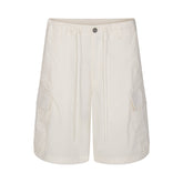WOVEN COTTON OVERSIZED CARGO SHORT | EGRET FLAT ON A WHITE BACKGROUND | FLT