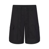 WOVEN COTTON OVERSIZED CARGO SHORT | ONYX FLAT ON A WHITE BACKGROUND | FLT