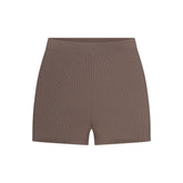 REFINED KNIT HIGH-WAISTED SHORT | AMETHYST FLAT ON A WHITE BACKGROUND | FLT