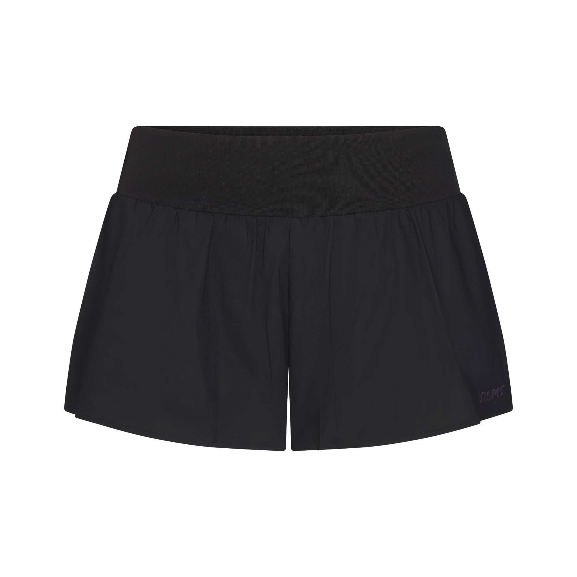 WOVEN COTTON FLUTTER SHORT | ONYX FLAT ON A WHITE BACKGROUND | FLT