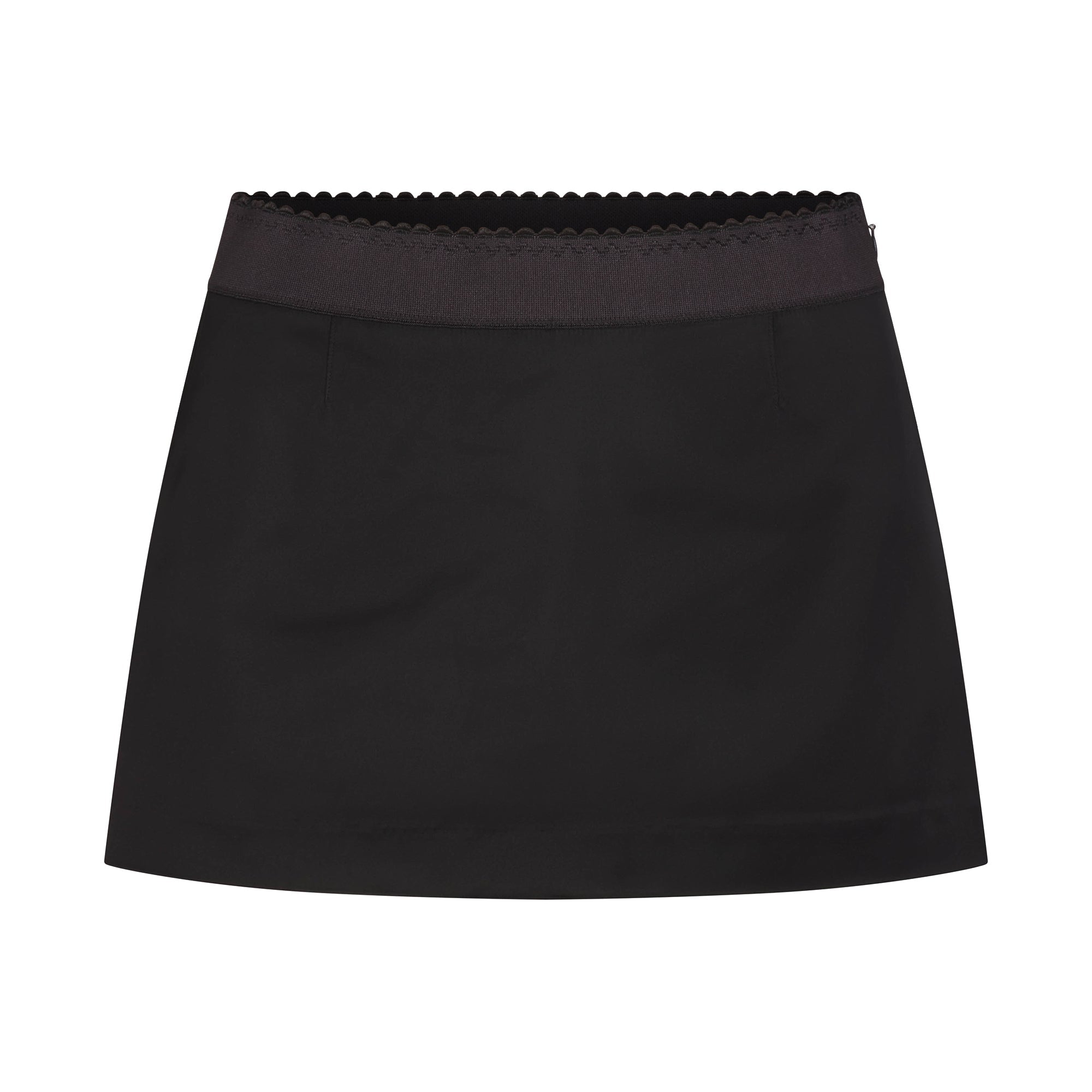 SATIN MINI SKIRT | OBSIDIAN FLAT ON A WHITE BACKGROUND | FLT
