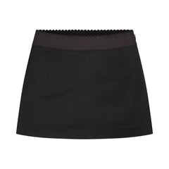 SATIN MINI SKIRT | OBSIDIAN FLAT ON A WHITE BACKGROUND | FLT