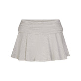 COTTON JERSEY FOLDOVER MINI SKORT | LIGHT HEATHER GREY FLAT ON A WHITE BACKGROUND | FLT