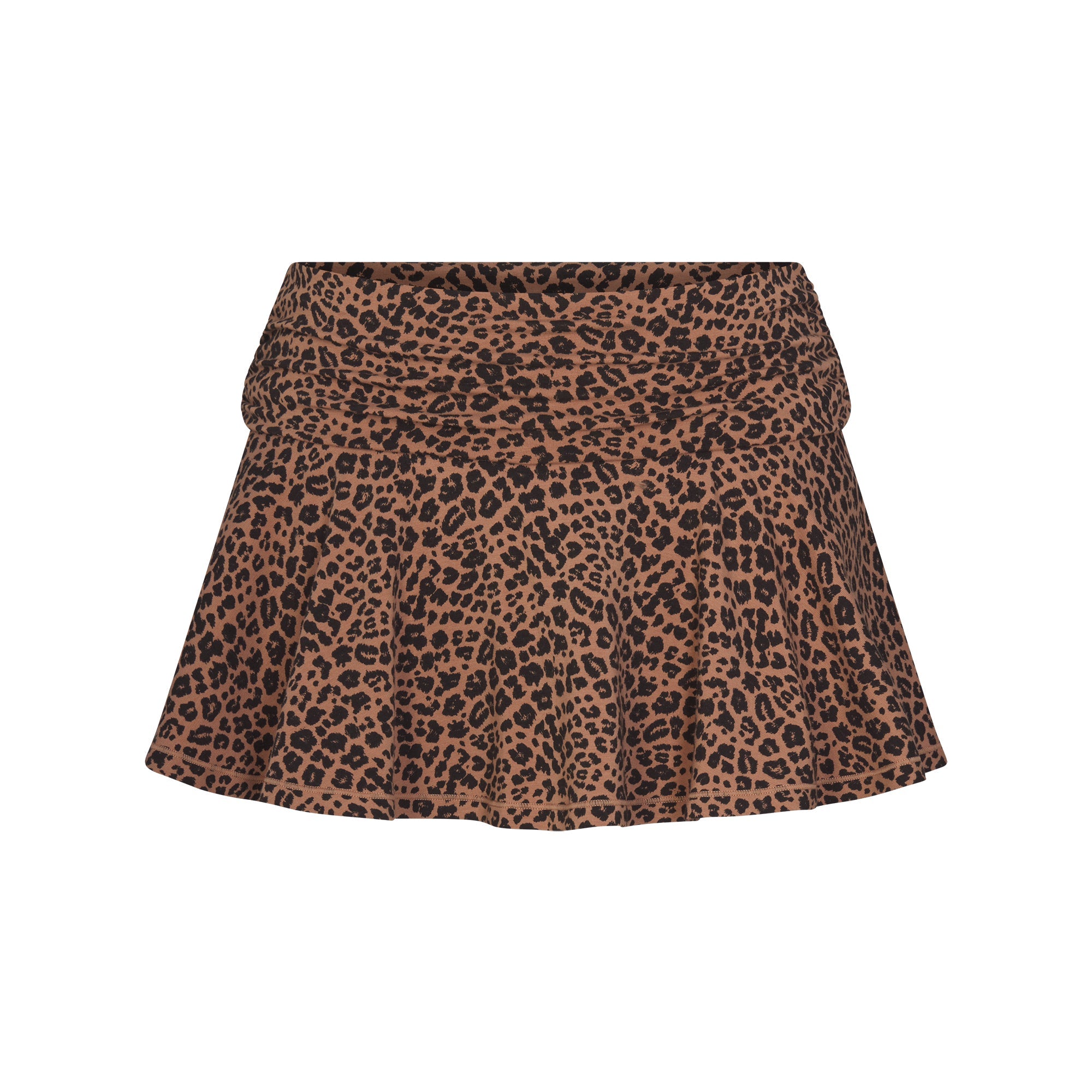 COTTON JERSEY FOLDOVER MINI SKORT | SIENNA NATURAL LEOPARD FLAT ON A WHITE BACKGROUND | FLT