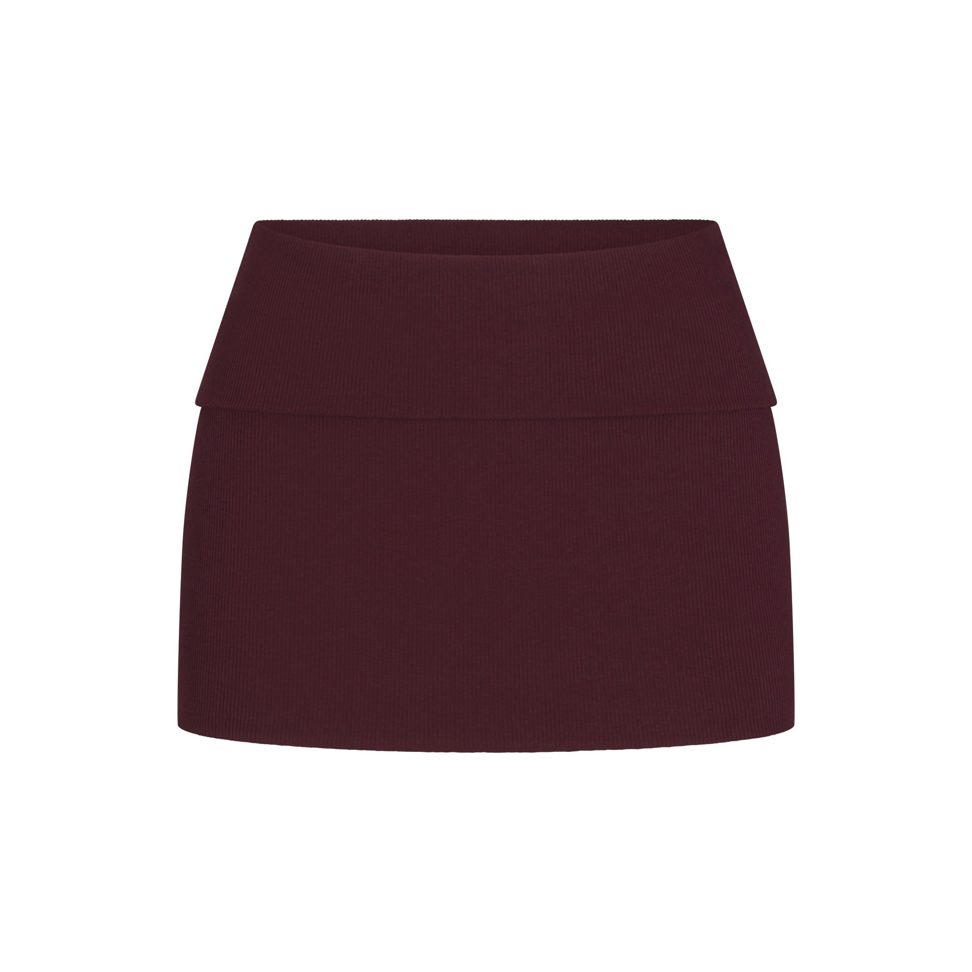 COTTON RIB FOLDOVER MINI SKIRT | CURRANT FLAT ON A WHITE BACKGROUND | FLT