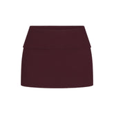 COTTON RIB FOLDOVER MINI SKIRT | CURRANT FLAT ON A WHITE BACKGROUND | FLT