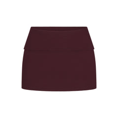 COTTON RIB FOLDOVER MINI SKIRT | CURRANT FLAT ON A WHITE BACKGROUND | FLT