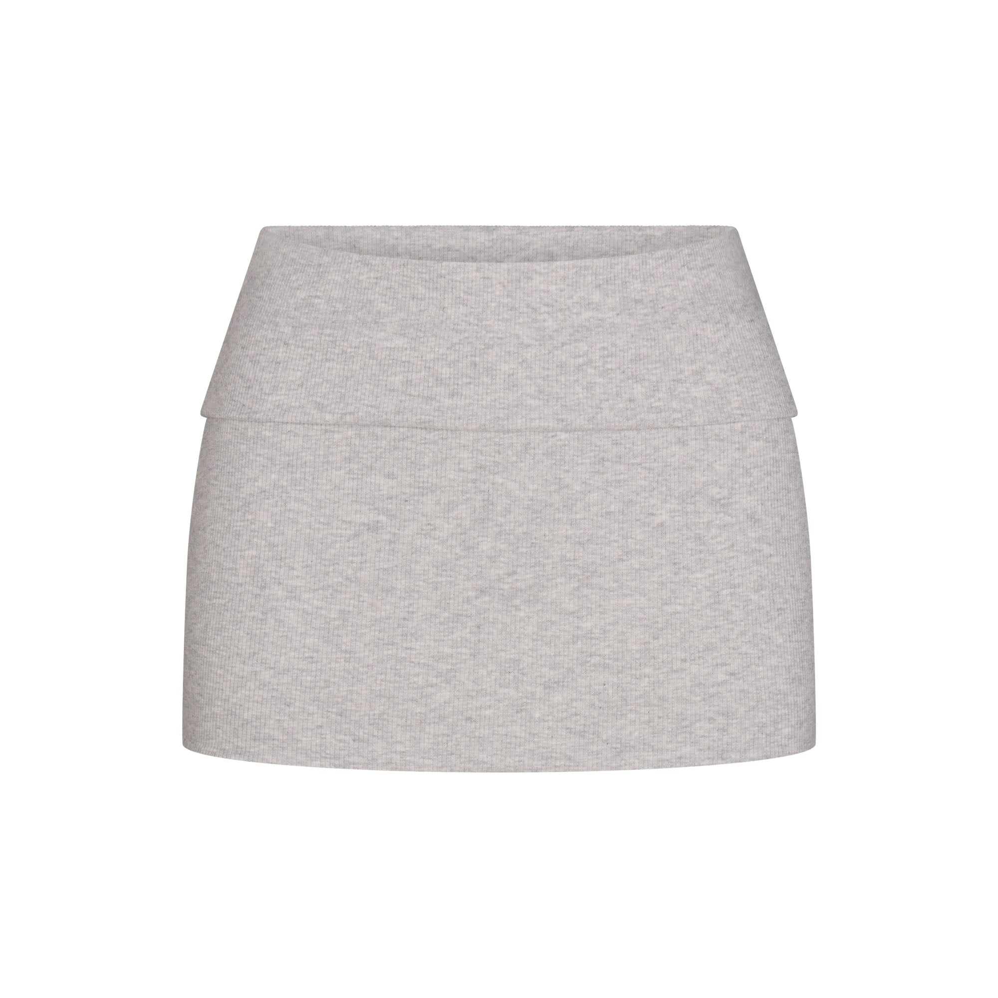 COTTON RIB FOLDOVER MINI SKIRT | LIGHT HEATHER GREY FLAT ON A WHITE BACKGROUND | FLT