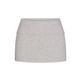 COTTON RIB FOLDOVER MINI SKIRT | LIGHT HEATHER GREY FLAT ON A WHITE BACKGROUND | FLT