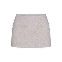 COTTON RIB FOLDOVER MINI SKIRT | LIGHT HEATHER GREY FLAT ON A WHITE BACKGROUND | FLT