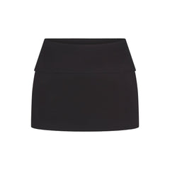 COTTON RIB FOLDOVER MINI SKIRT | SOOT FLAT ON A WHITE BACKGROUND | FLT