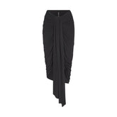 SHEER MODAL DRAPED SKIRT | ONYX FLAT ON A WHITE BACKGROUND | FLT